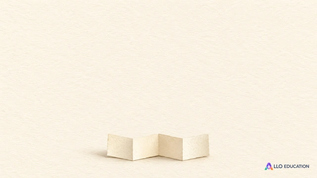 Une minuscule feuille de papier vierge pliée entière évoque le plan du corpus sur fond ivoire.